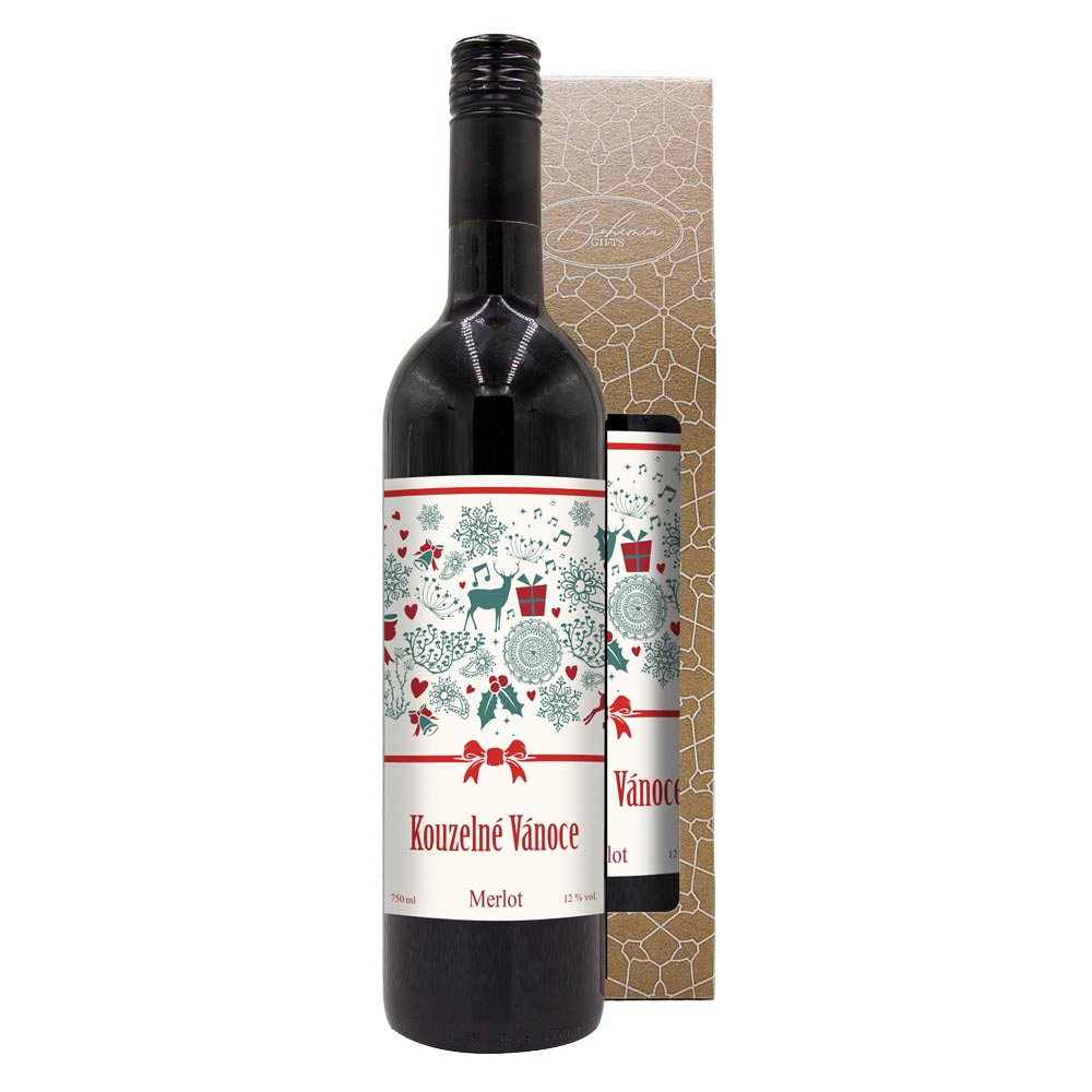 Vánoční víno Kouzelné vánoce, Merlot 0,75