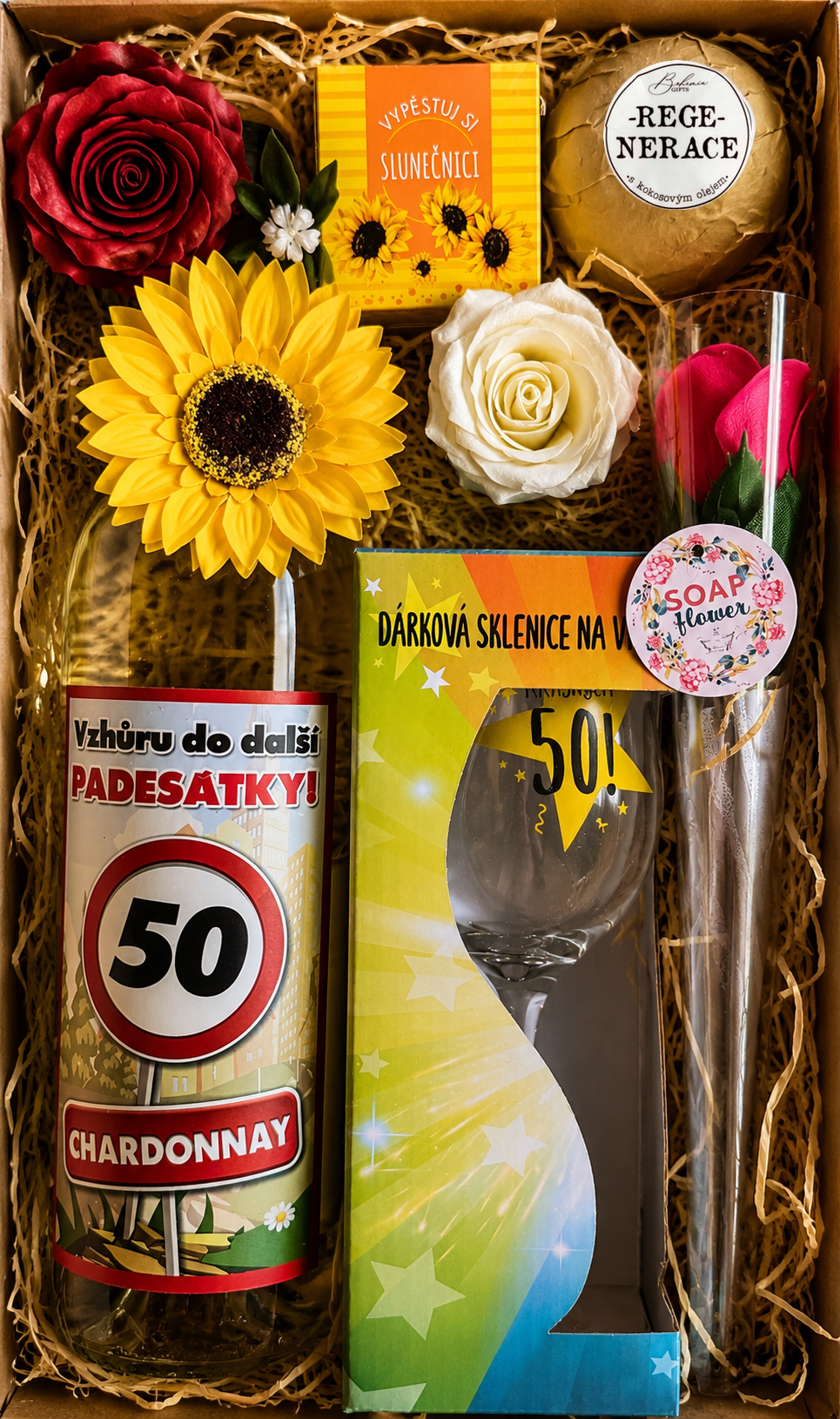 Dárkový balíček k 50. narozeninám pro ženu – Vzhůru do další padesátky
