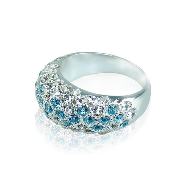 Prsten Kyllie Aquamarine s krystaly Swarovski vel. 52