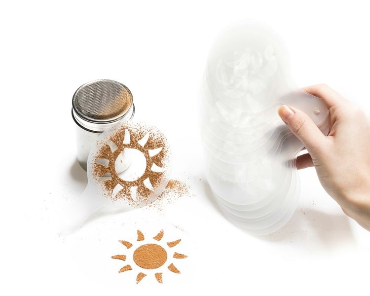 Šablony na kávu/cappuccino sada 16ks + zdobící sítko