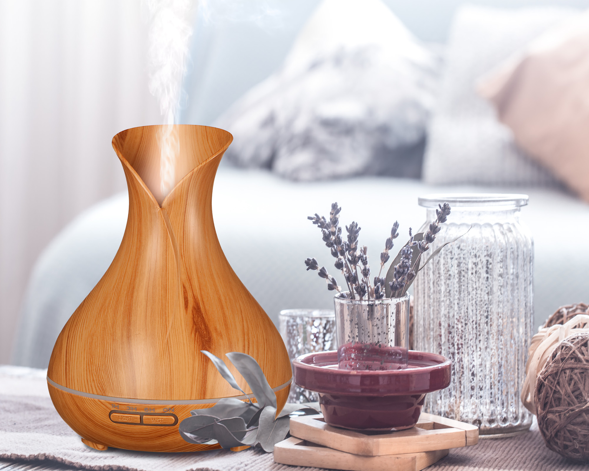 Aroma difuzer Vulcan světlé dřevo Sixtol