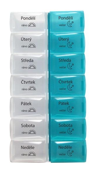 Dávkovač na léky na týden ráno/večer 