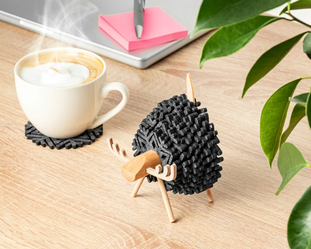 Vánoční plstěné podšálky - Los - tmavě šedé