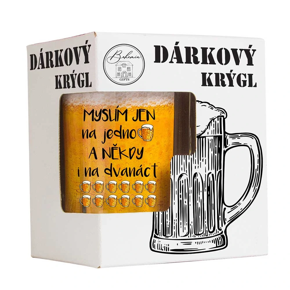 Půllitr dárkový - Myslím jen na jedno