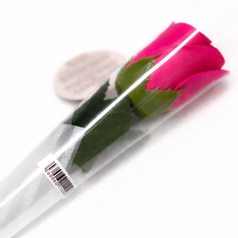 Mýdlová růže v celofánu tmavě růžová