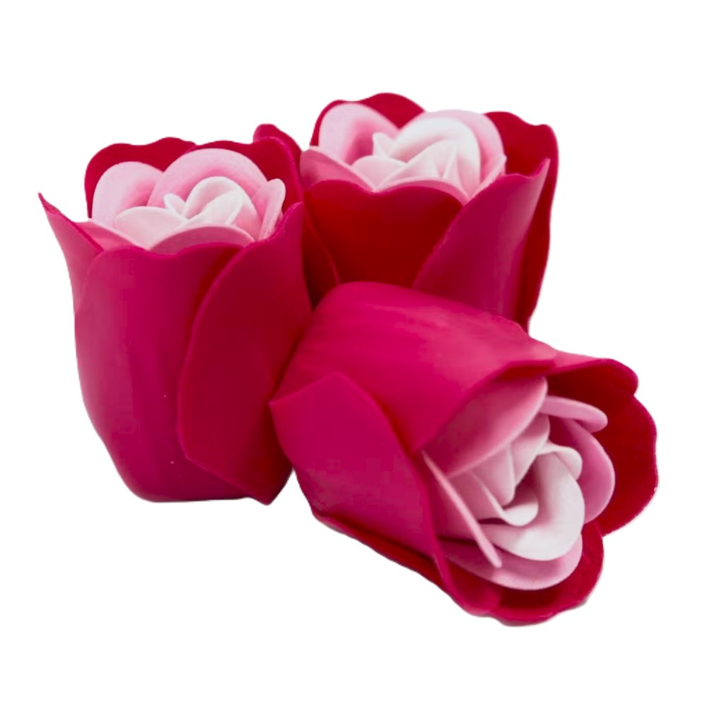 Mýdlové květy růže v krabičce srdce 3ks - růžová