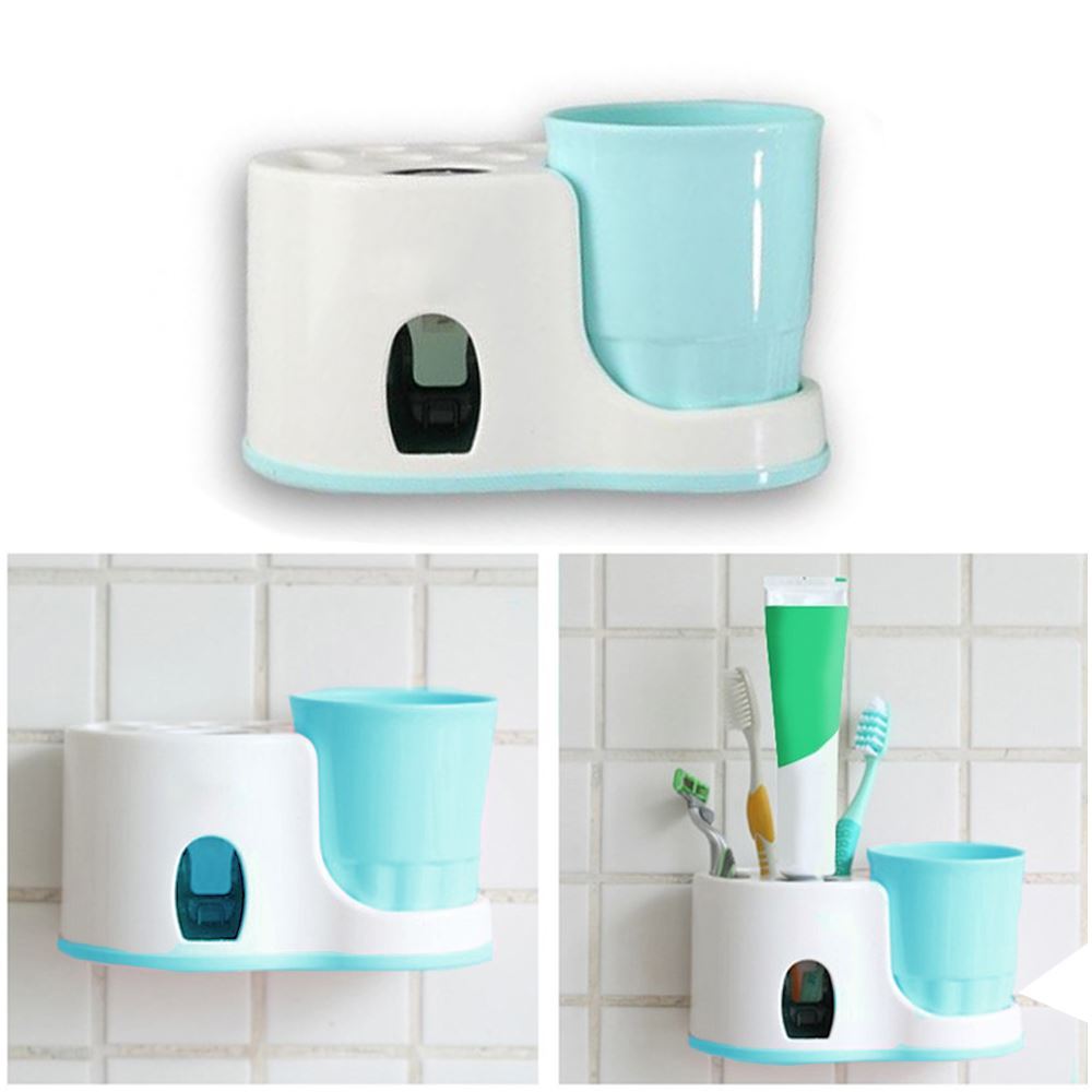 Držák zubních kartáčků s kelímkem + dávkovač - posl. 1ks