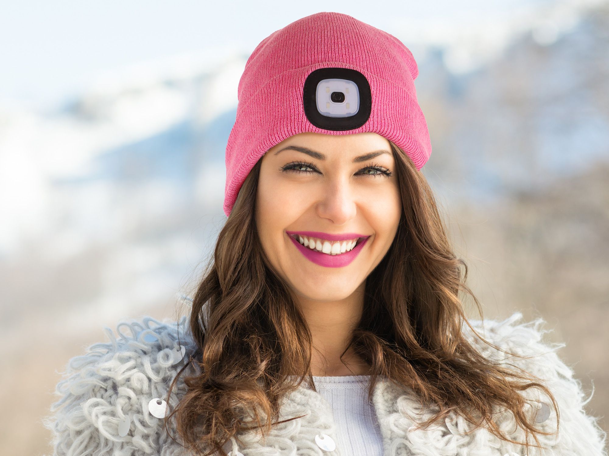 Čepice s LED nabíjecím světlem 180lm Sixtol růžová - posl. 1ks