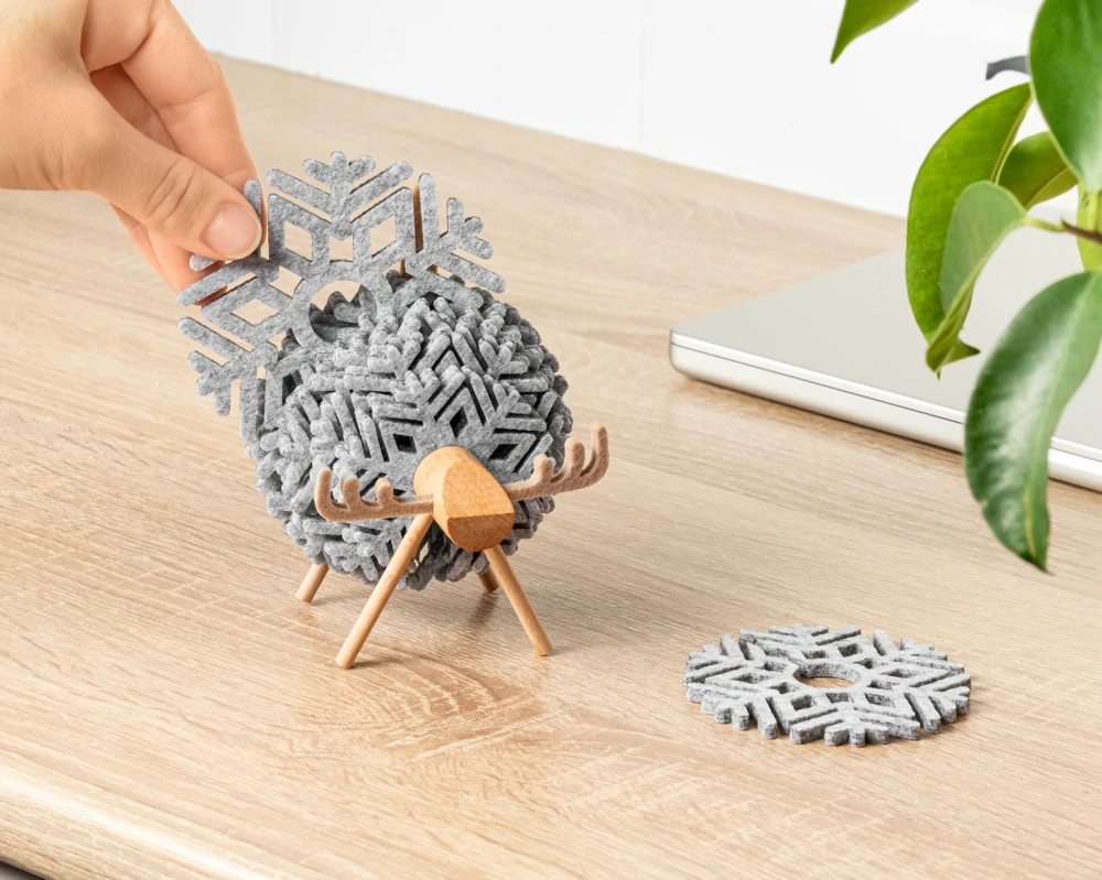 Vánoční plstěné podšálky - Los - šedé