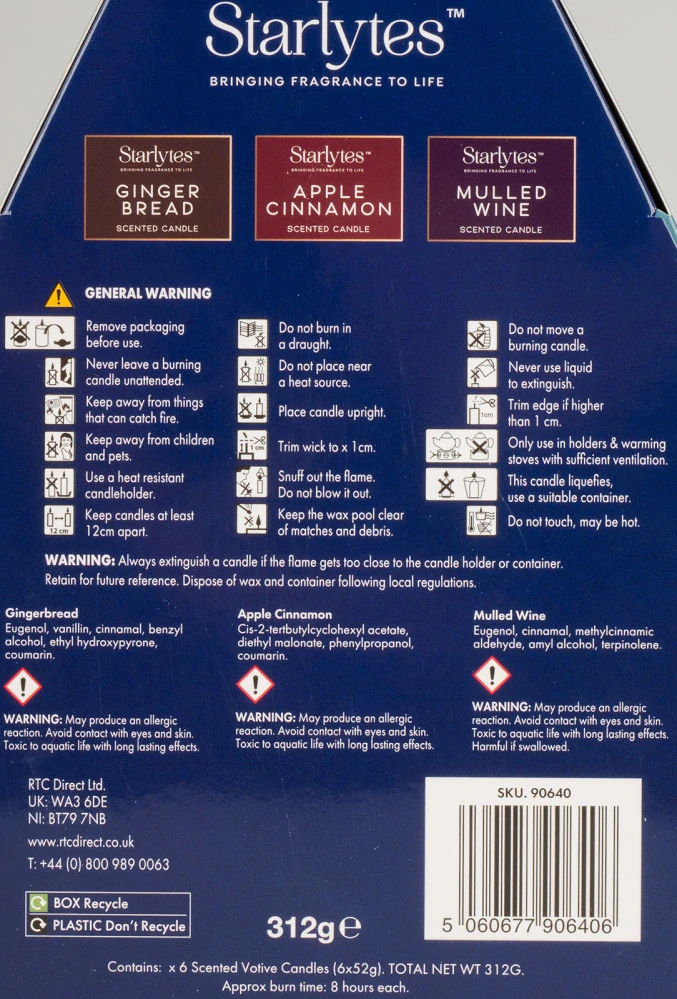 Vánoční sada votivních svíček Starlytes 6x52g