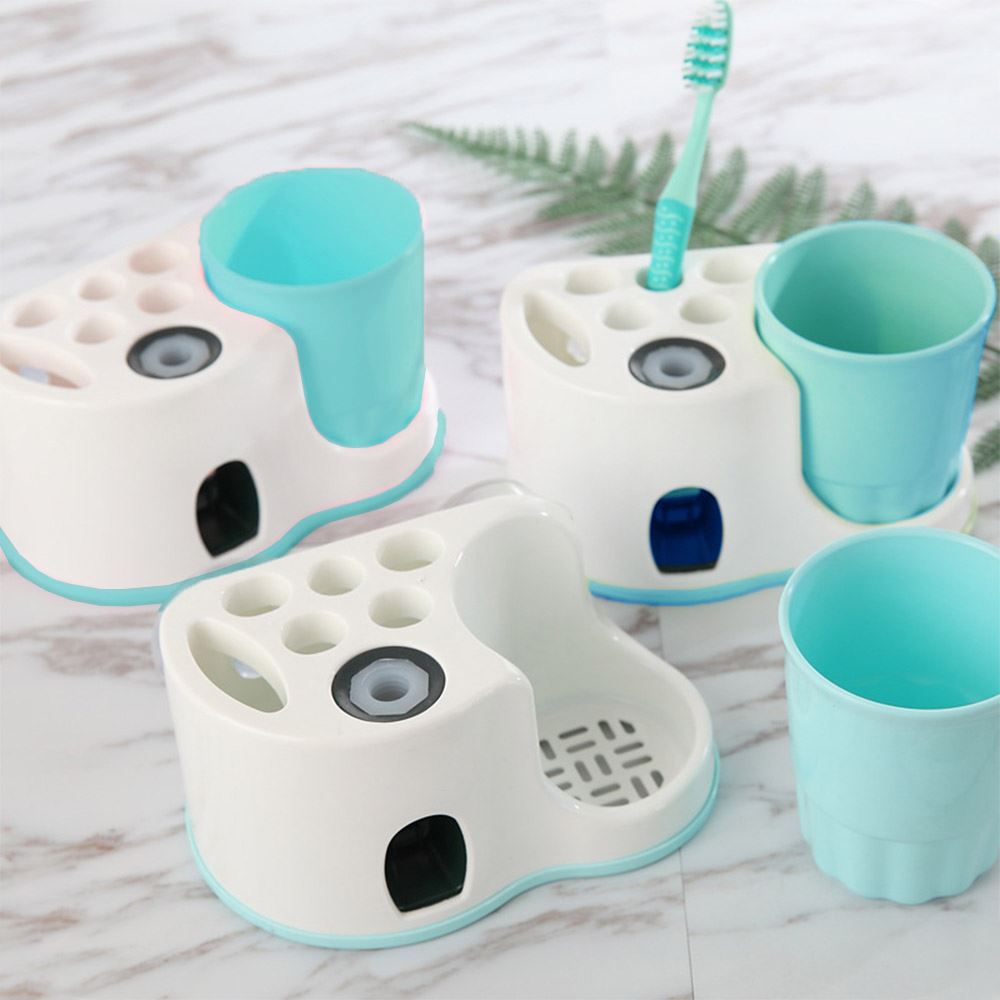 Držák zubních kartáčků s kelímkem + dávkovač - posl. 1ks