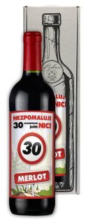 Dárkové víno - Vše nejlepší 30 Merlot 0,75