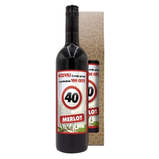 Dárkové víno - Vše nejlepší 40 Merlot 0,75