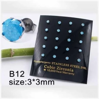 Náušnice chirurgická ocel 3mm modrý zircon 9815 1ks
