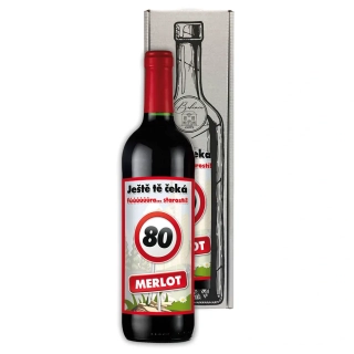 Dárkové víno - Vše nejlepší 80 Merlot 0,75