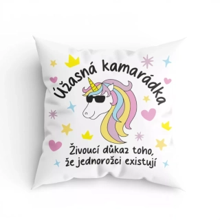 Dárkový polštář Úžasná kamarádka – jednorožec