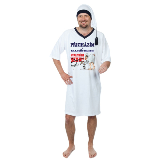 Pánská noční košile - Přicházím s nabídkou - bílá