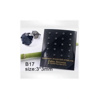 Náušnice chirurgická ocel 3mm černý zircon 9840 1ks