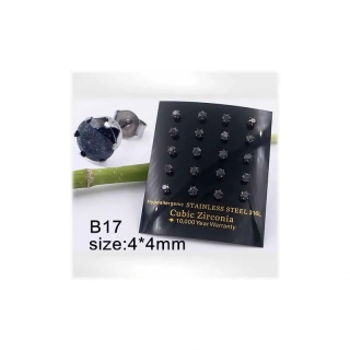 Náušnice chirurgická ocel 4mm černý zircon 9841 1ks