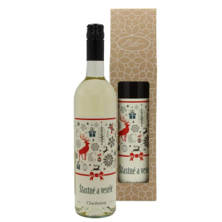 Vánoční víno Šťastné a veselé - Chardonnay 0,75