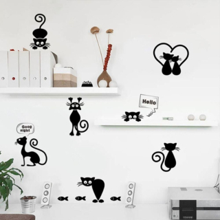 Samolepky na zeď - černé kočičky