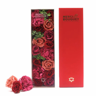 Dárkový box mýdlových květů dlouhý - vintage růže 