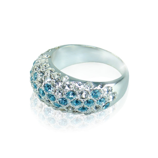 Prsten Kyllie Aquamarine s krystaly Swarovski vel. 52