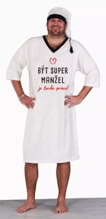Pánská noční košile - Super manžel - bílá
